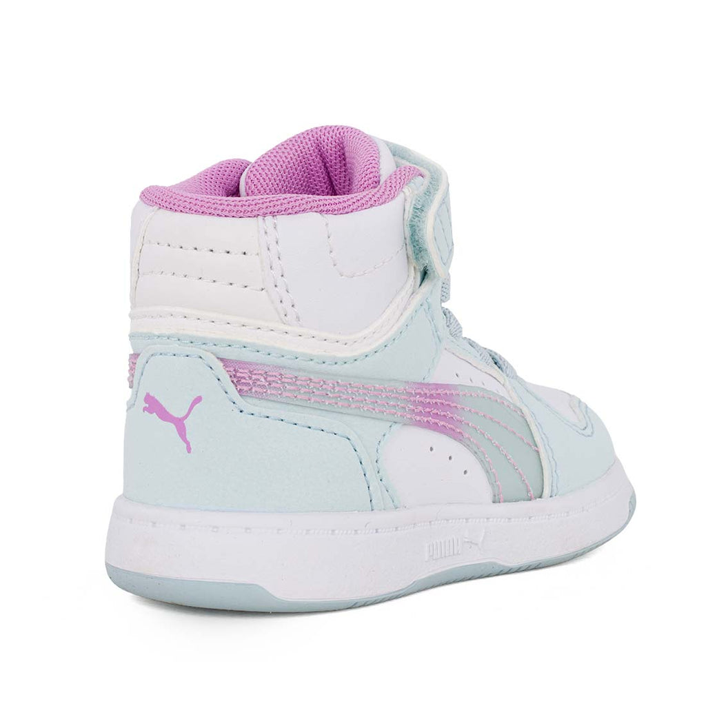 Puma Rebound V6 MidFadeclGlow AC+Inf 408374-01 Αθλητικό μποτάκι για κορίτσι σε οικολογικό δέρμα Μέντα-Λευκό