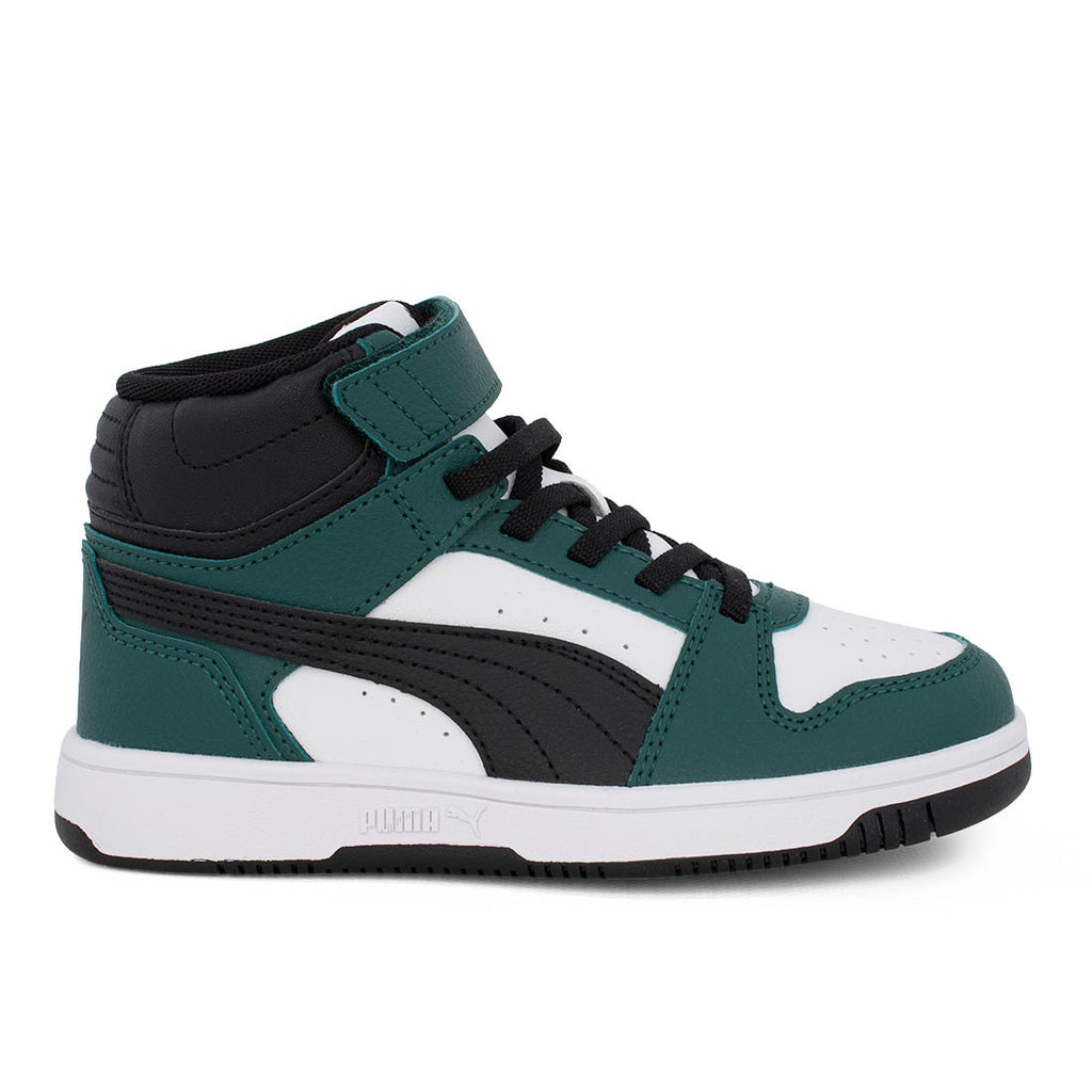 Puma Rebound Slam Mid AC+PS 408801 05 Αθλητικό μποτάκι για αγόρι σε οικολογικό δέρμα Μαύρο-Πράσινο