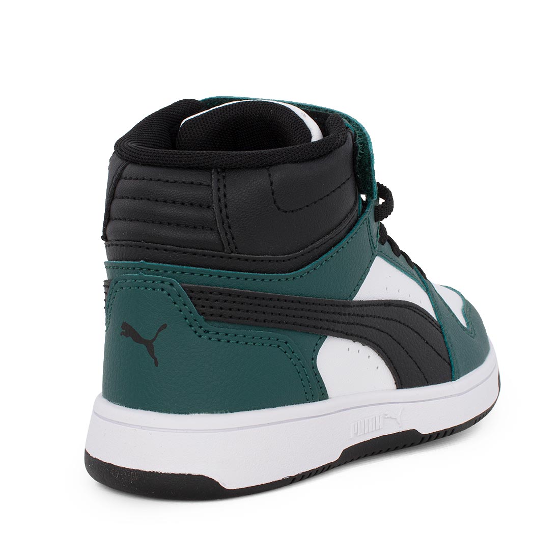 Puma Rebound Slam Mid AC+PS 408801 05 Αθλητικό μποτάκι για αγόρι σε οικολογικό δέρμα Μαύρο-Πράσινο