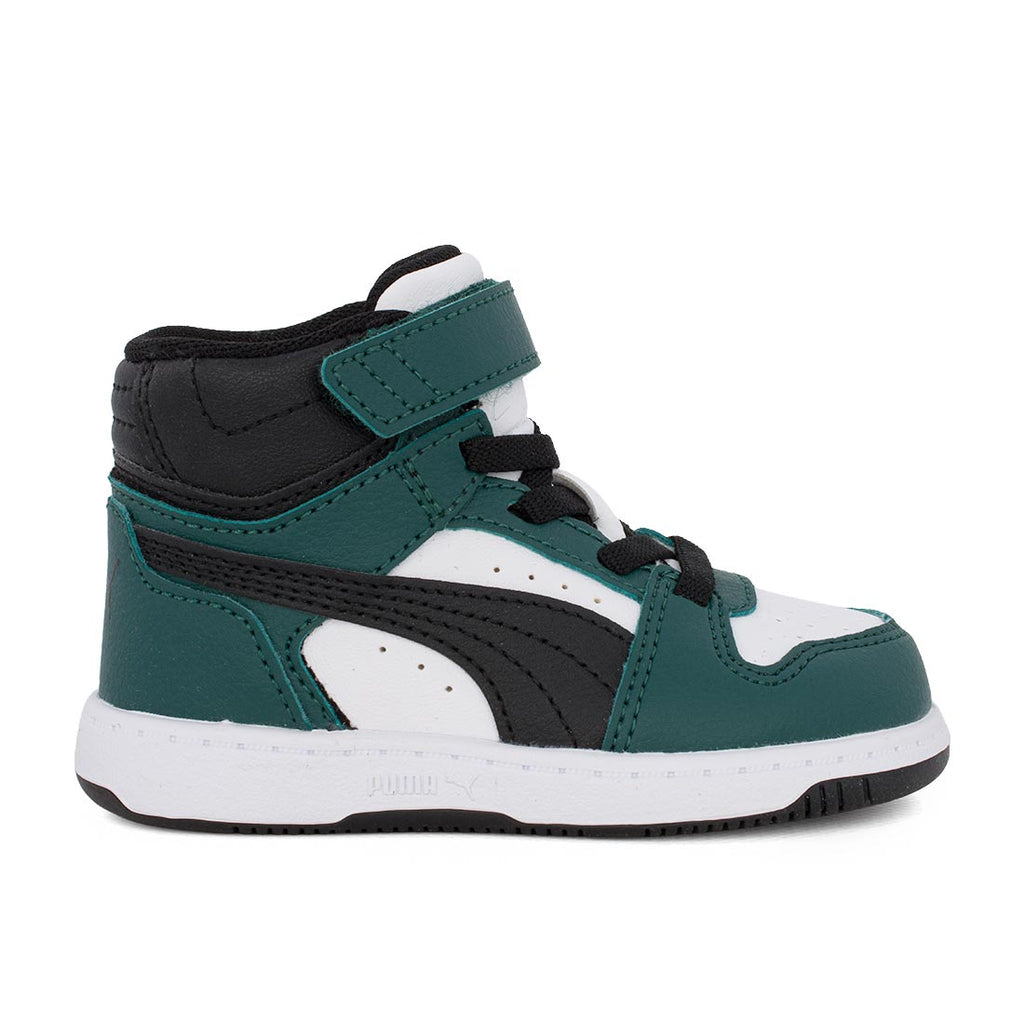 Puma Rebound Slam Mi AC+Inf 408802 05 Αθλητικό μποτάκι για αγόρι σε οικολογικό δέρμα Μαύρο-Πράσινο