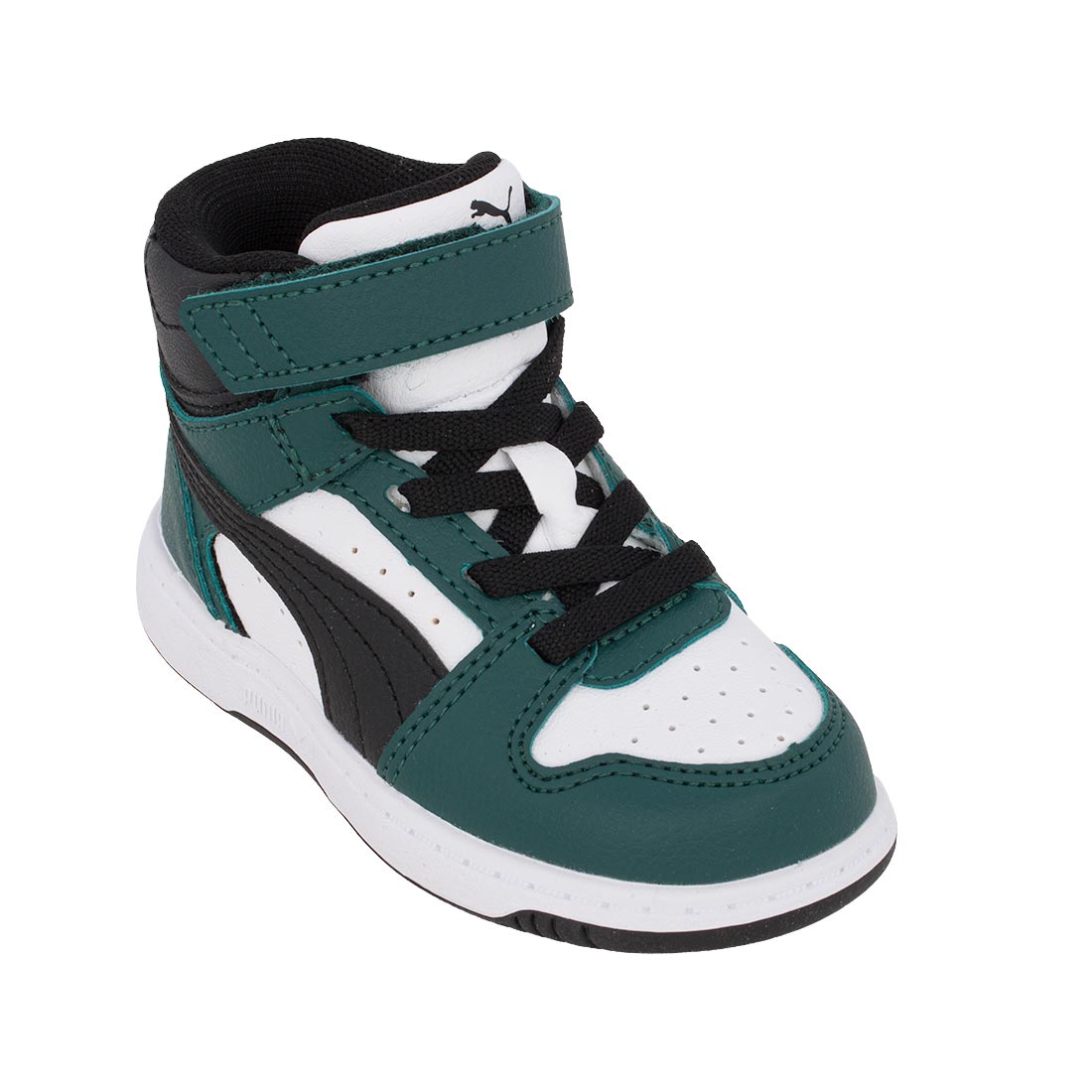 Puma Rebound Slam Mi AC+Inf 408802 05 Αθλητικό μποτάκι για αγόρι σε οικολογικό δέρμα Μαύρο-Πράσινο