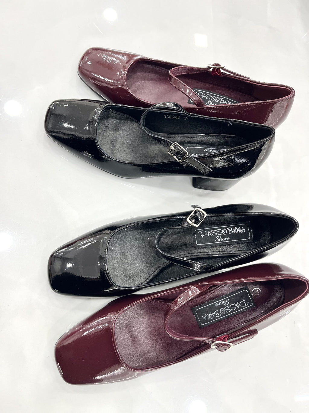 Heels Ballerina με Μπαρέτα Λουστρίν Wine