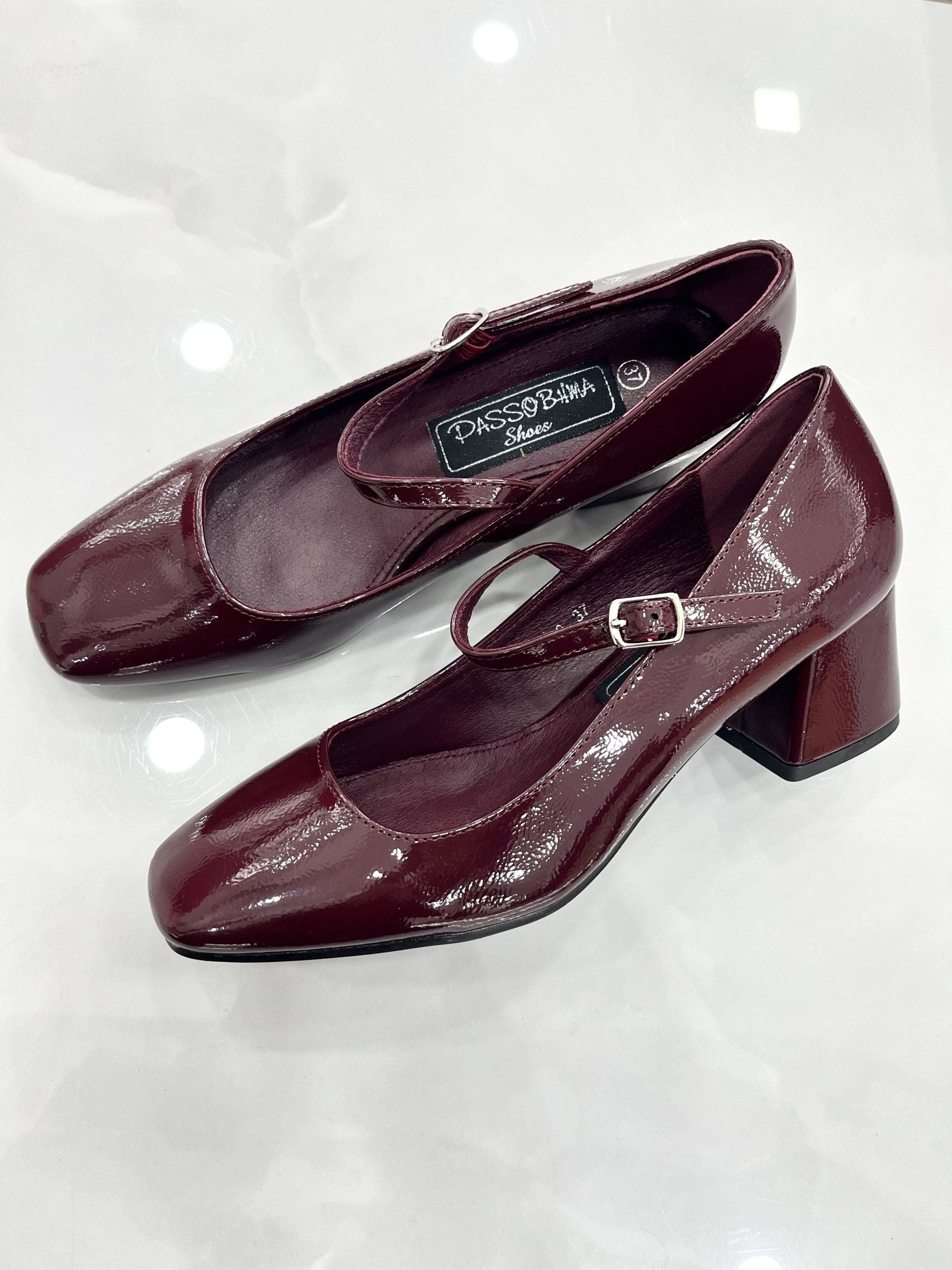 Heels Ballerina με Μπαρέτα Λουστρίν Wine