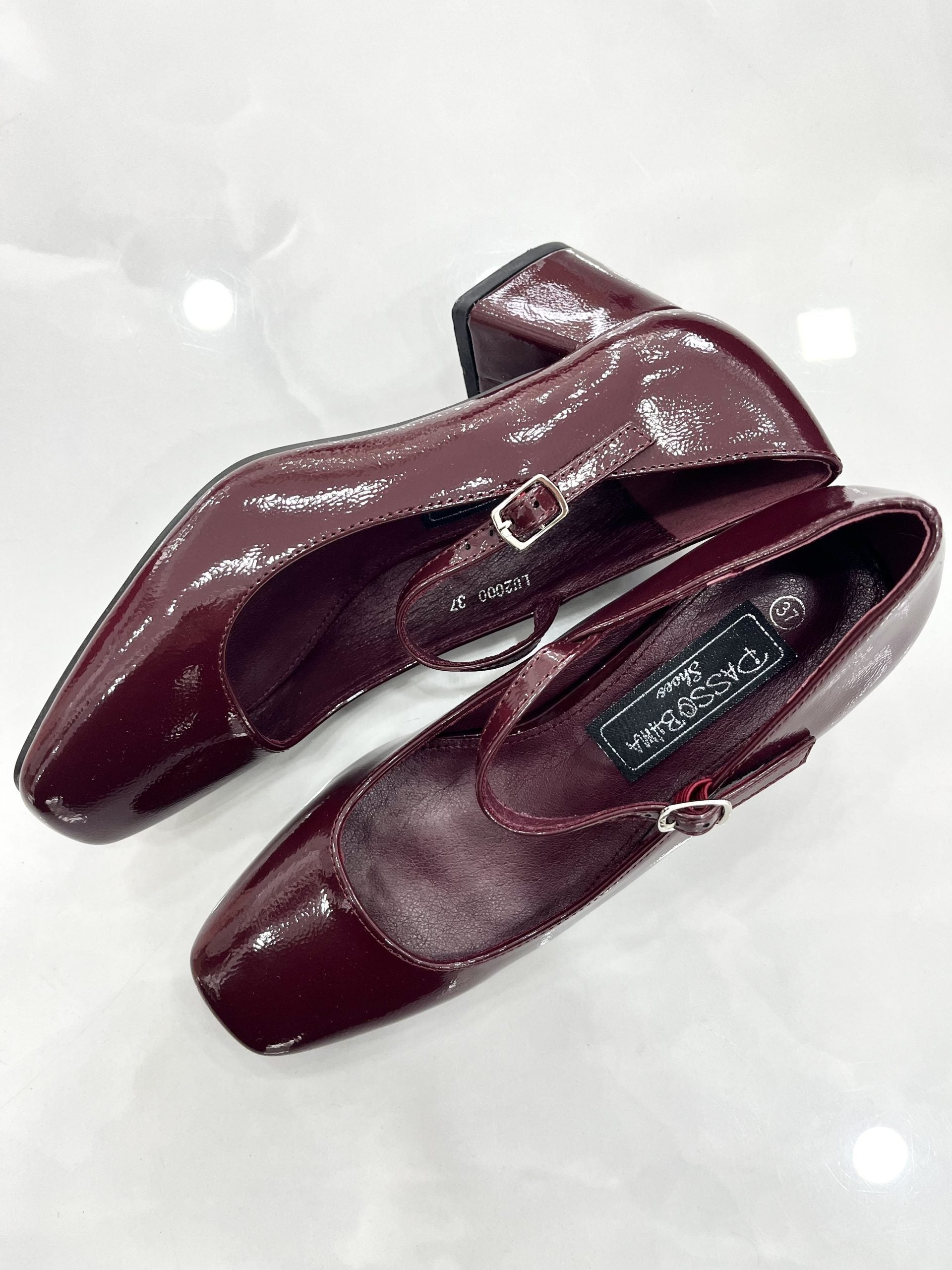 Heels Ballerina με Μπαρέτα Λουστρίν Wine