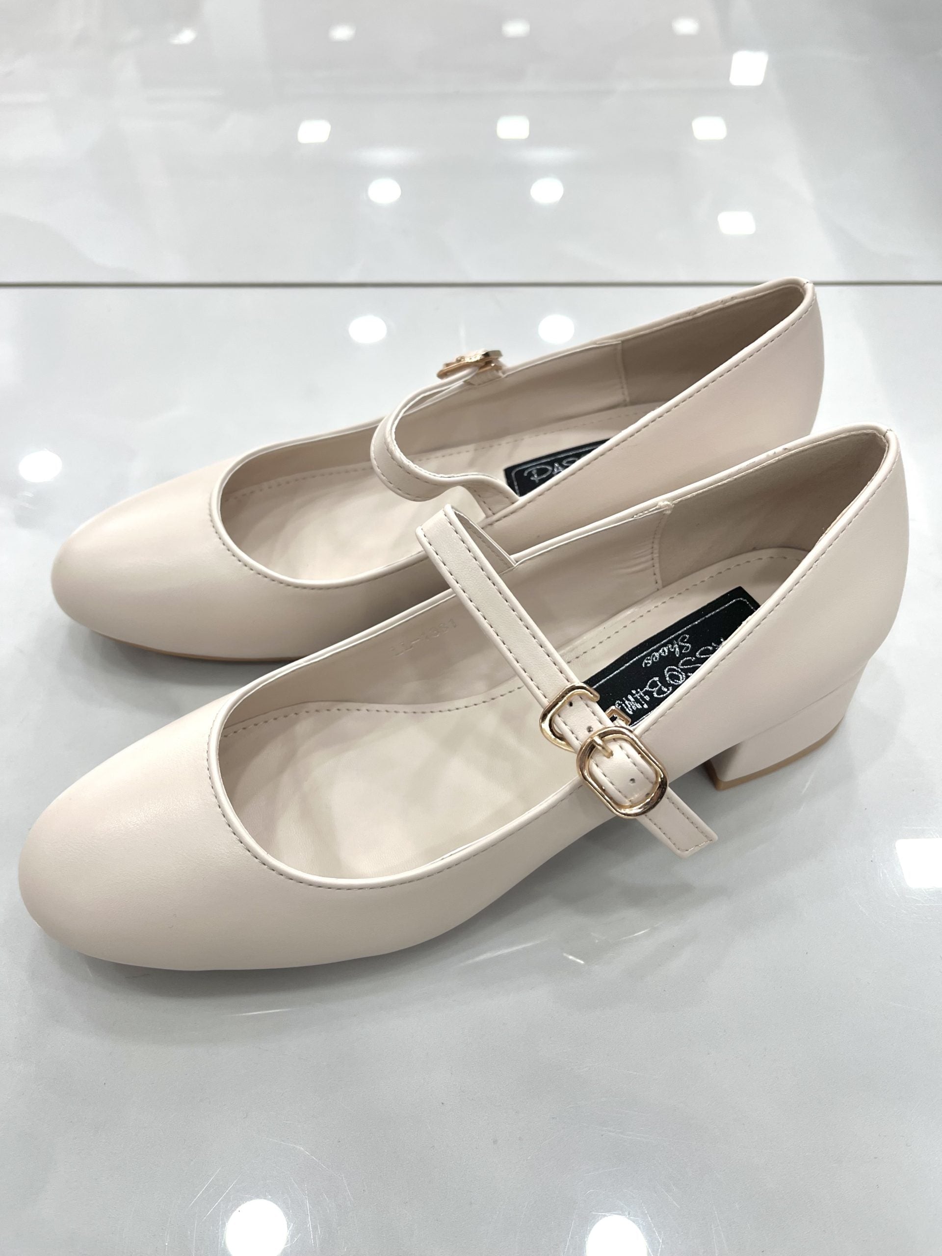 Heels Ballerina με Μπαρέτα Λουστρίν Beige