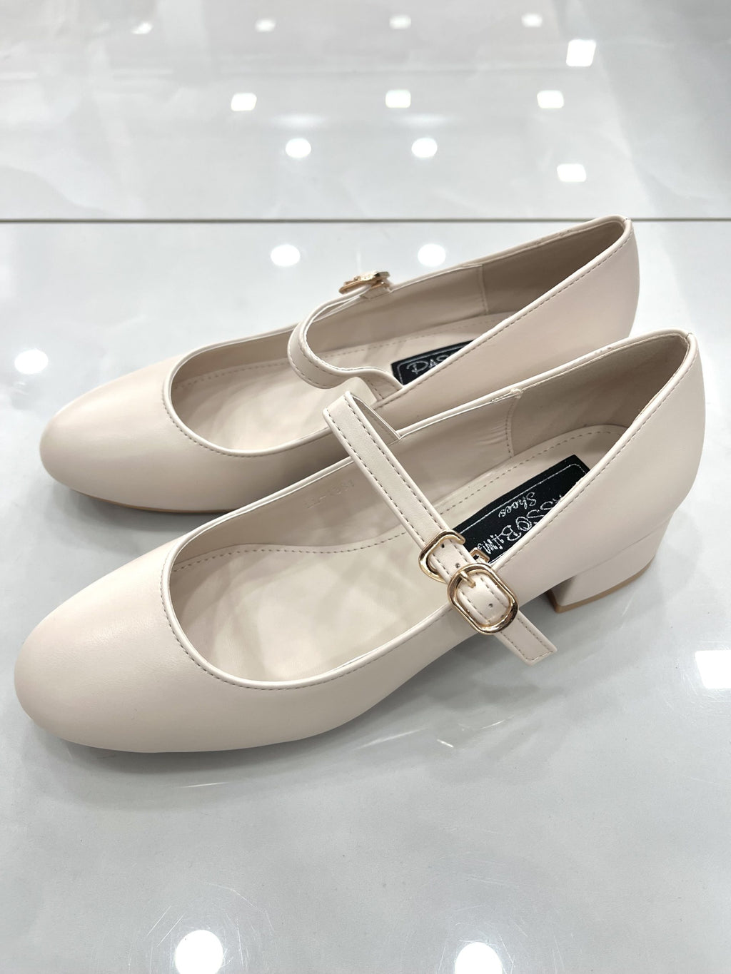 Heels Ballerina με Μπαρέτα Λουστρίν Beige