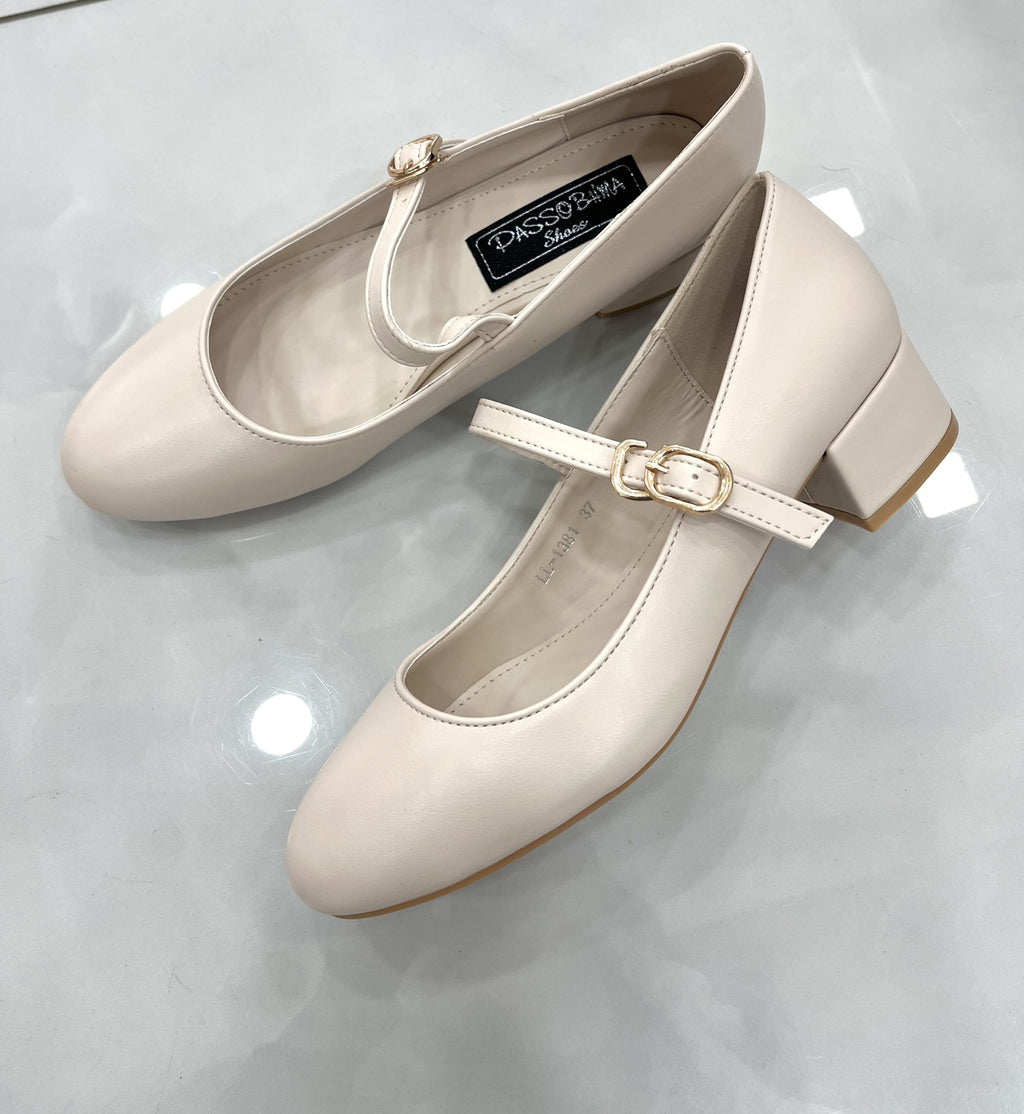 Heels Ballerina με Μπαρέτα Λουστρίν Beige