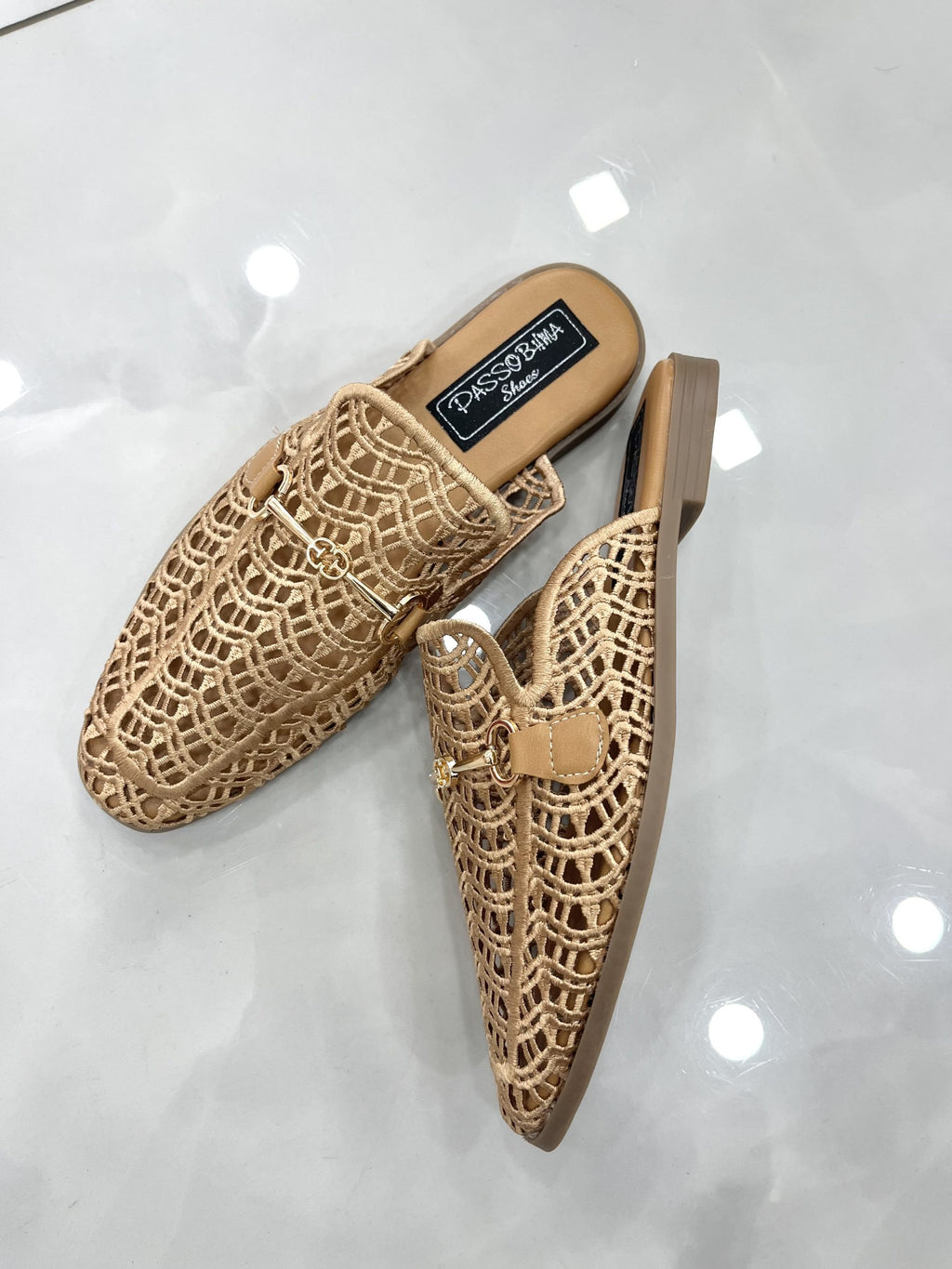 Mule Φλατ Ψάθινο Beige