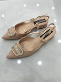 Slingback με Σχέδιο Strass Nude/Beige