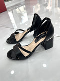 Heels Πέδιλο Αμπιγέ με Χοντρό Μεσαίο Τακούνι Black