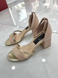 Heels Πέδιλο Αμπιγέ με Χοντρό Μεσαίο Τακούνι Nude