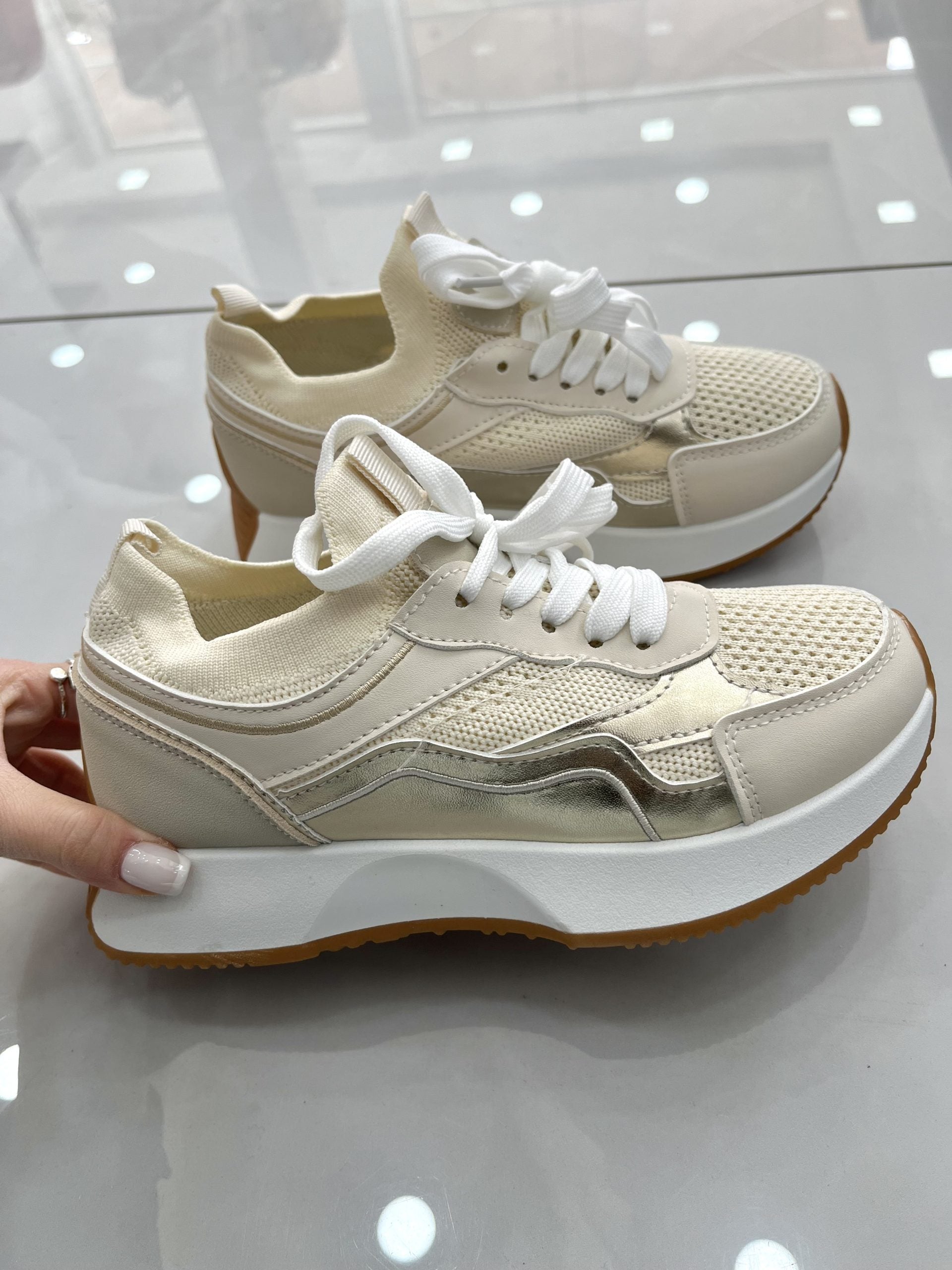 Spring Sneakers Beige/Gold