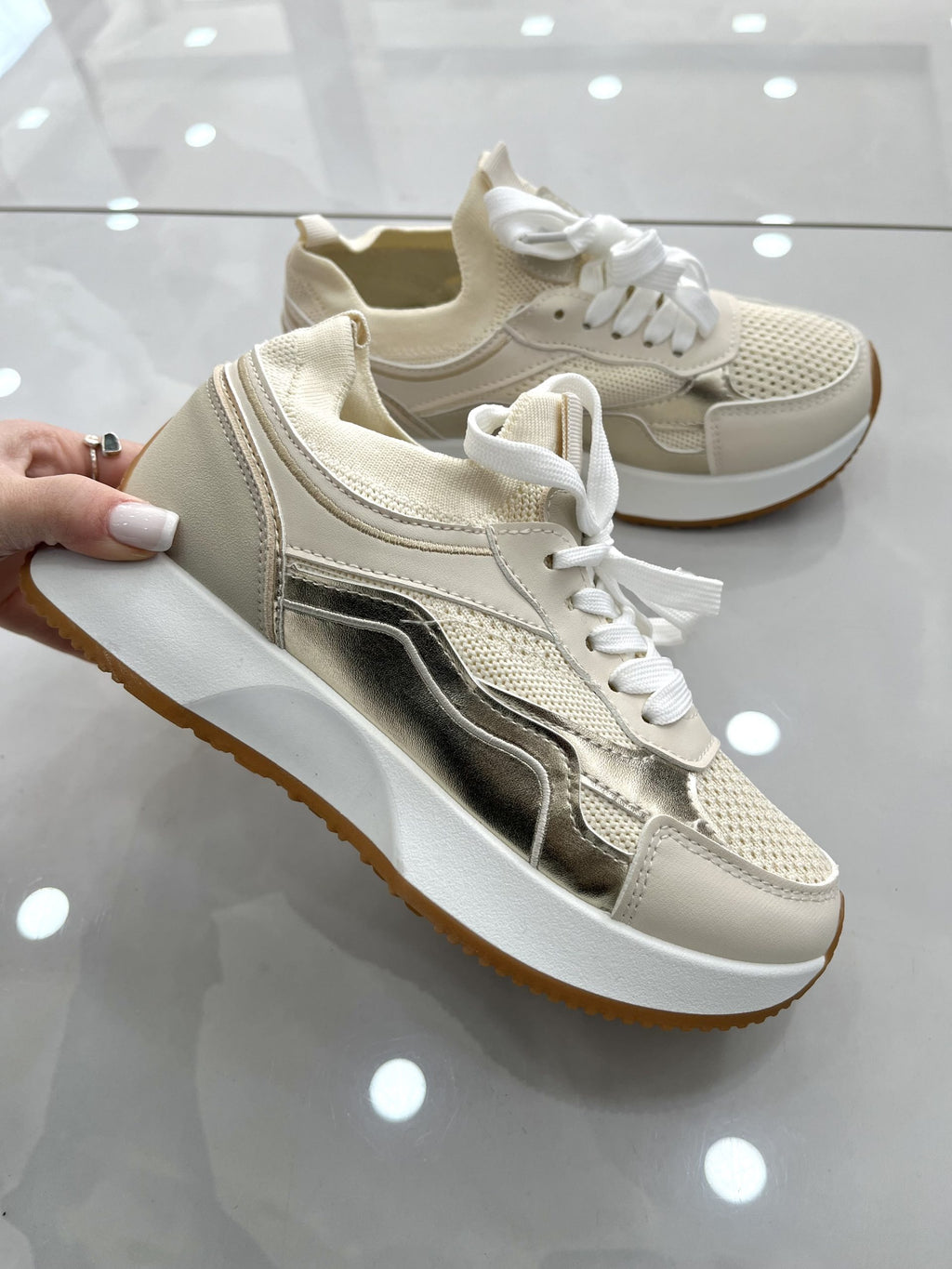 Spring Sneakers Beige/Gold