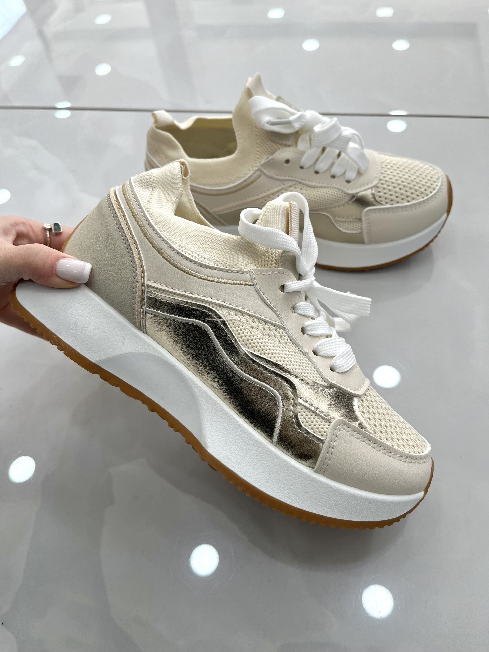 Spring Sneakers Beige/Gold
