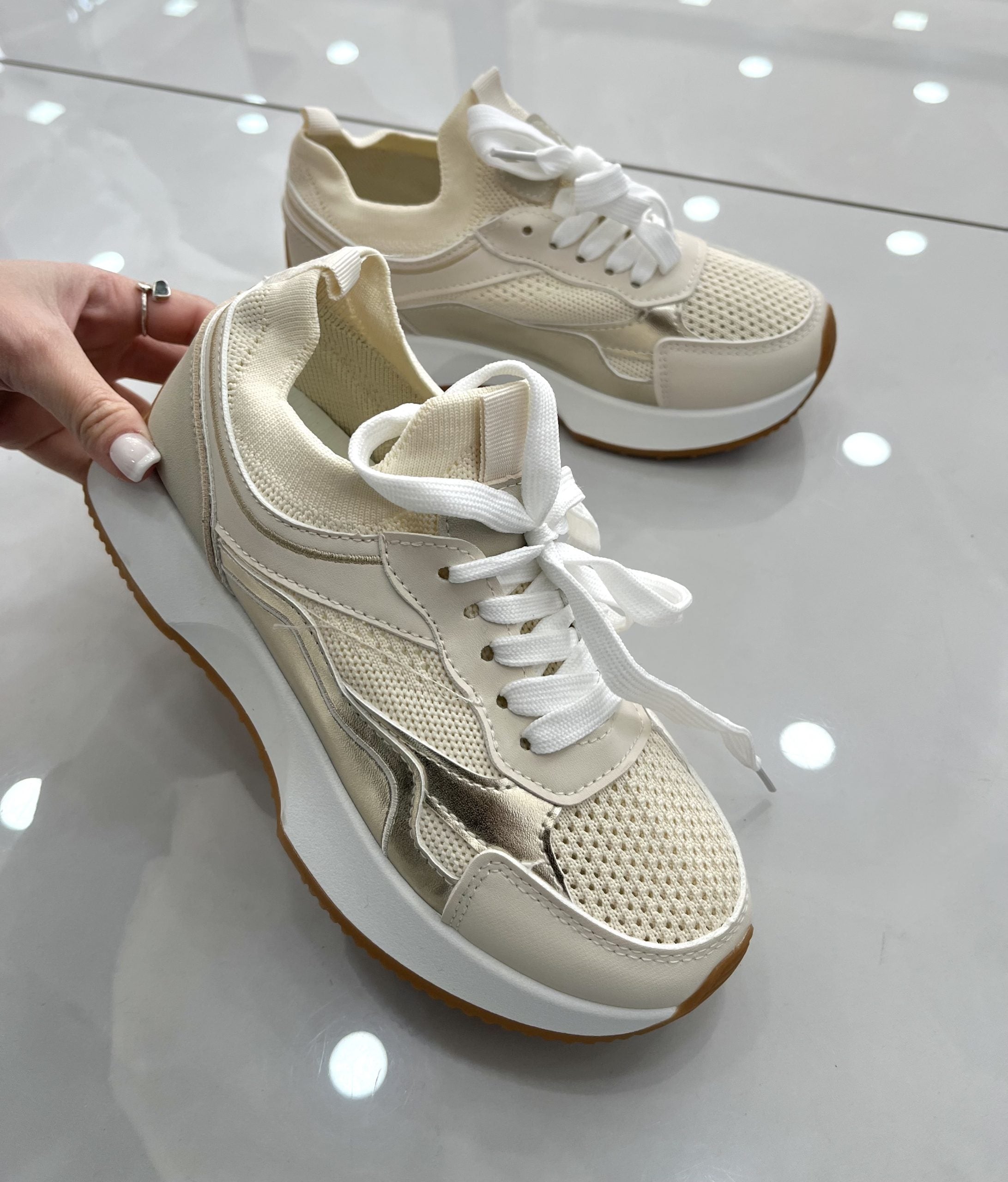 Spring Sneakers Beige/Gold