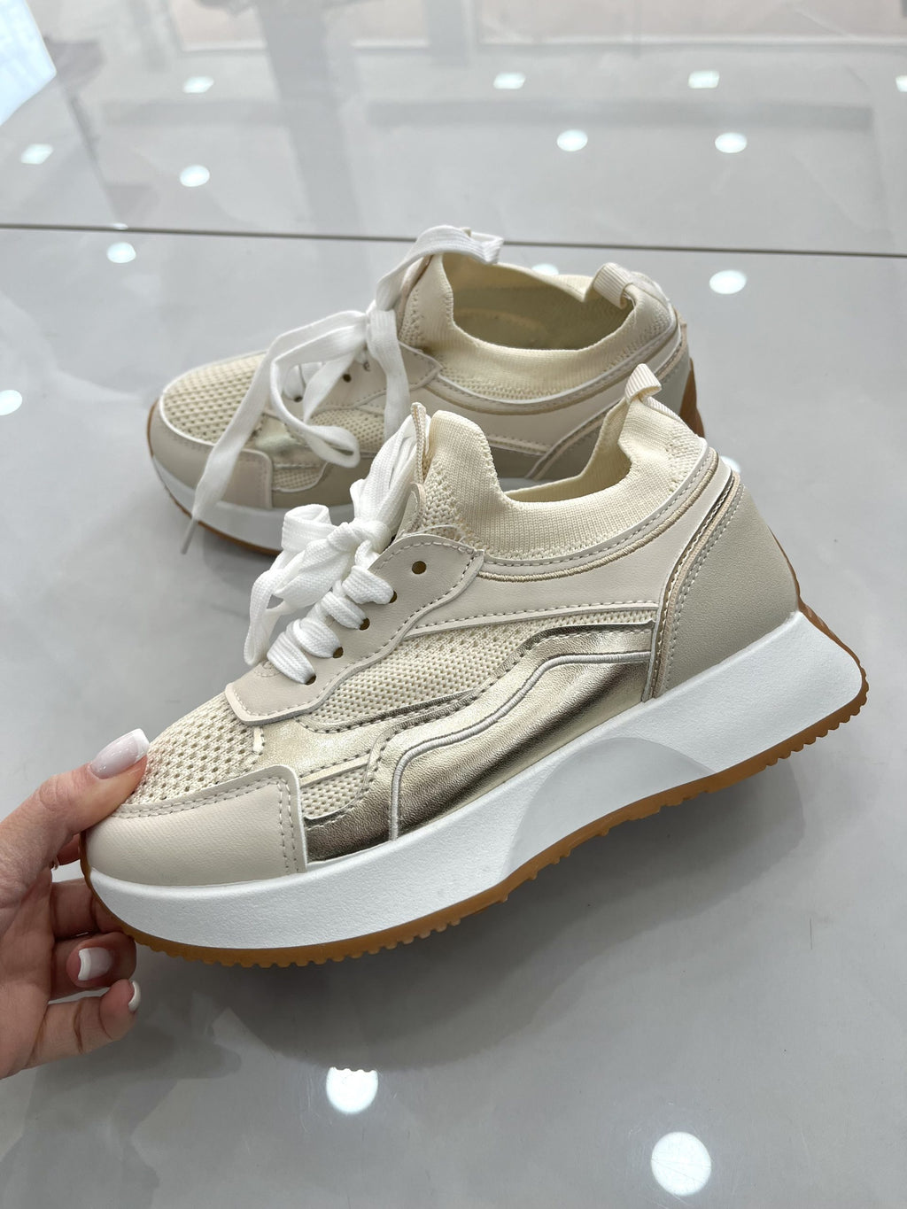 Spring Sneakers Beige/Gold