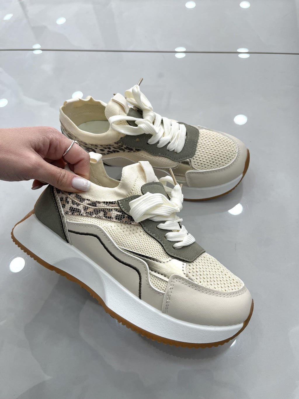 Spring Sneakers Beige/Green