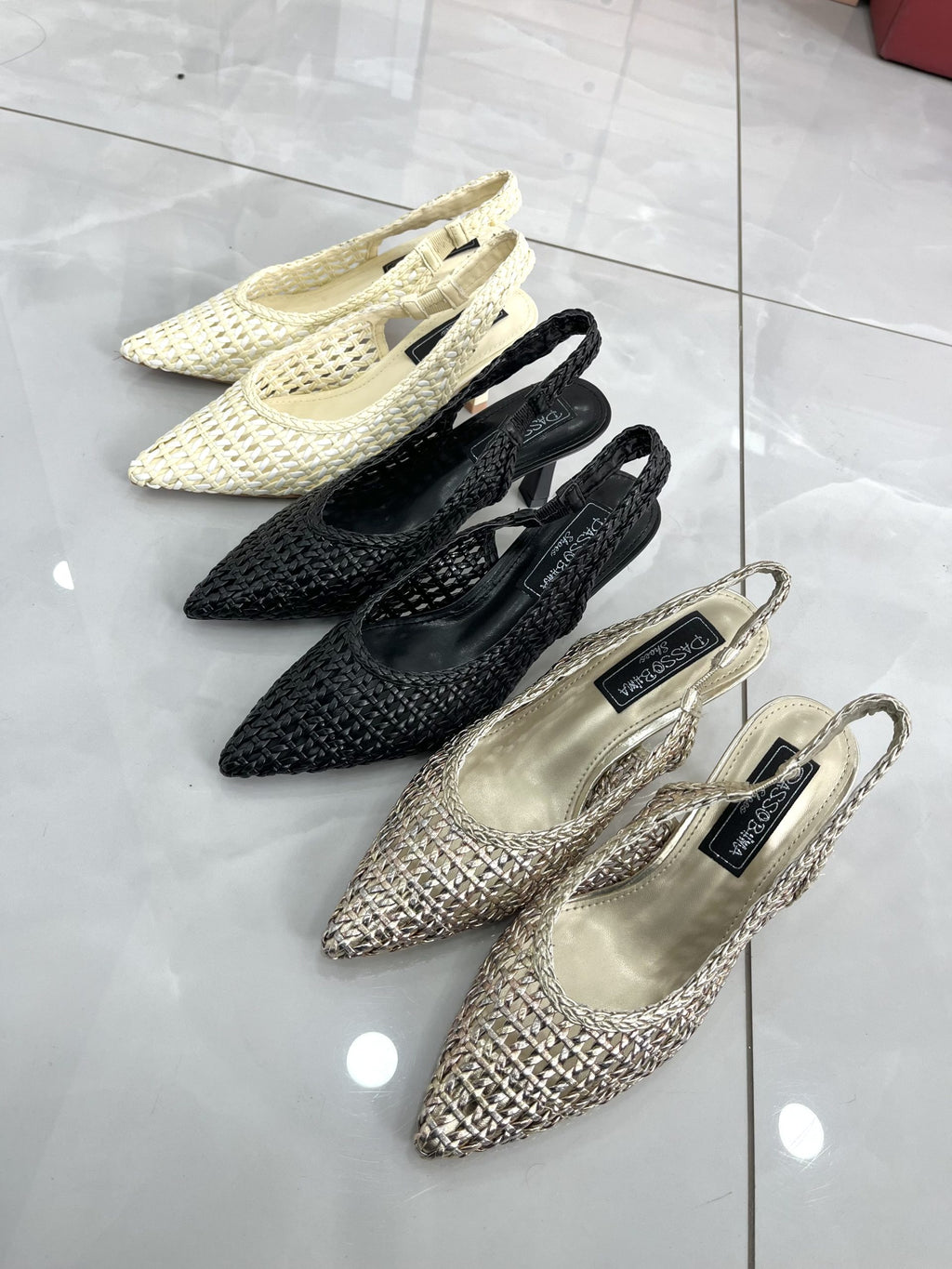Heels Mule Πλεκτό με Μεσαίο Λεπτό Τακούνι Yellow