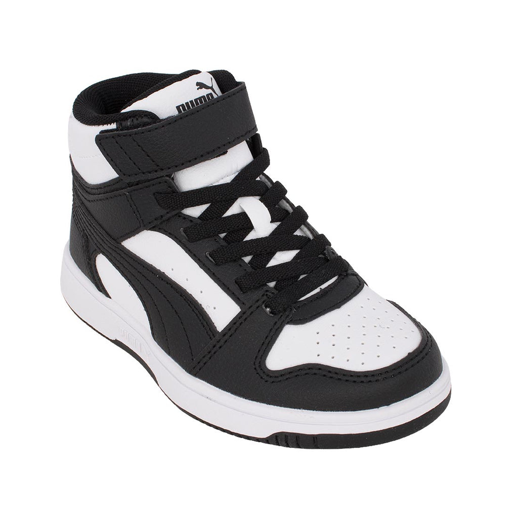 Puma Rebound Slam Mid AC+Ps 408801 01 Αθλητικό μποτάκι unisex σε οικολογικό δέρμα Λευκό-Μαύρο
