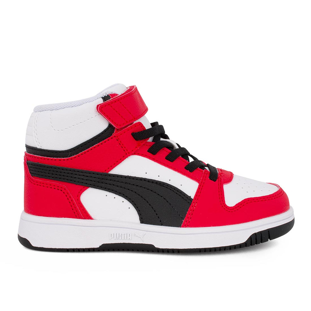 Puma Rebound Slam 40880104 Αθλητικό Μποτάκι  unisex σε οικολογικό δέρμα Λευκό Μαύρο Κόκκινο