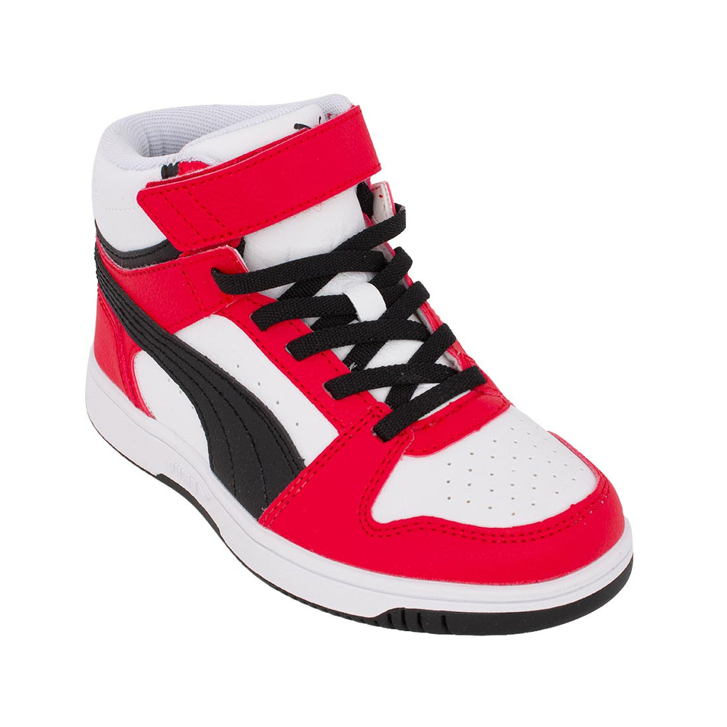 Puma Rebound Slam 40880104 Αθλητικό Μποτάκι  unisex σε οικολογικό δέρμα Λευκό Μαύρο Κόκκινο