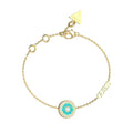 GUESS STEEL LOVE GUESS JUBB04082JWYGTQL Χρυσό Βραχιόλι Με Στρογγυλό Γαλάζιο Σχέδιο