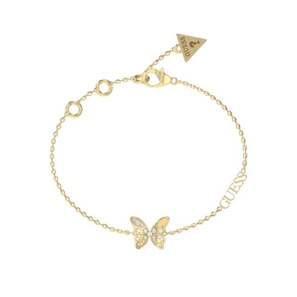 GUESS STEEL CHRYSALIS JUBB04110JWYGL Χρυσό Βραχιόλι Με Πεταλούδα