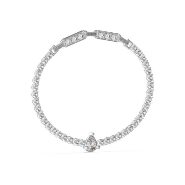 GUESS STEEL ARM PARTY JUBB04221JWRHT/U Ασημένιο Βραχιόλι Με Λευκές Πέτρες