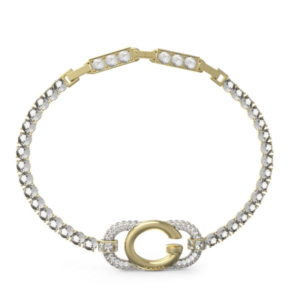 GUESS STEEL OH MY G JUBB04508JWYGL Βραχιόλι Χρυσό Με Λογότυπο Με Πέτρες
