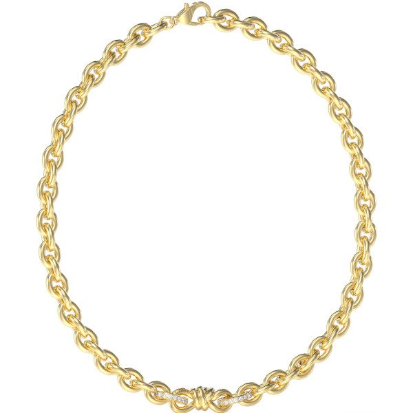 GUESS STEEL MODERN LOVE JUBN04005JWYGT/U Χρυσό Κολιέ Με Άπειρο