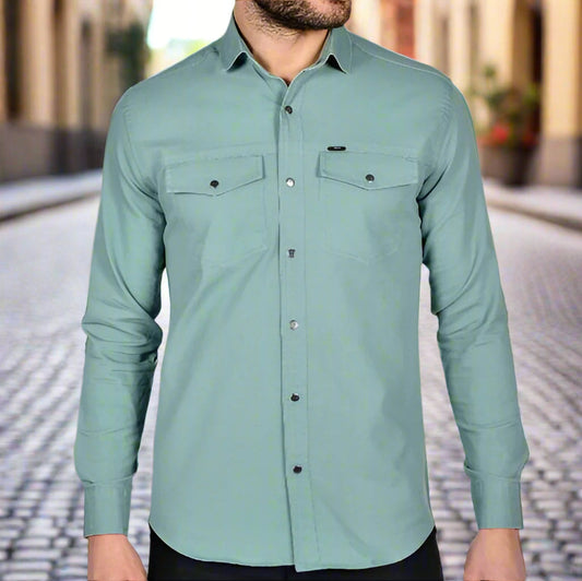 Τζιν Πουκάμισο Slim Fit Ελαστικό – 4 Χρώματα