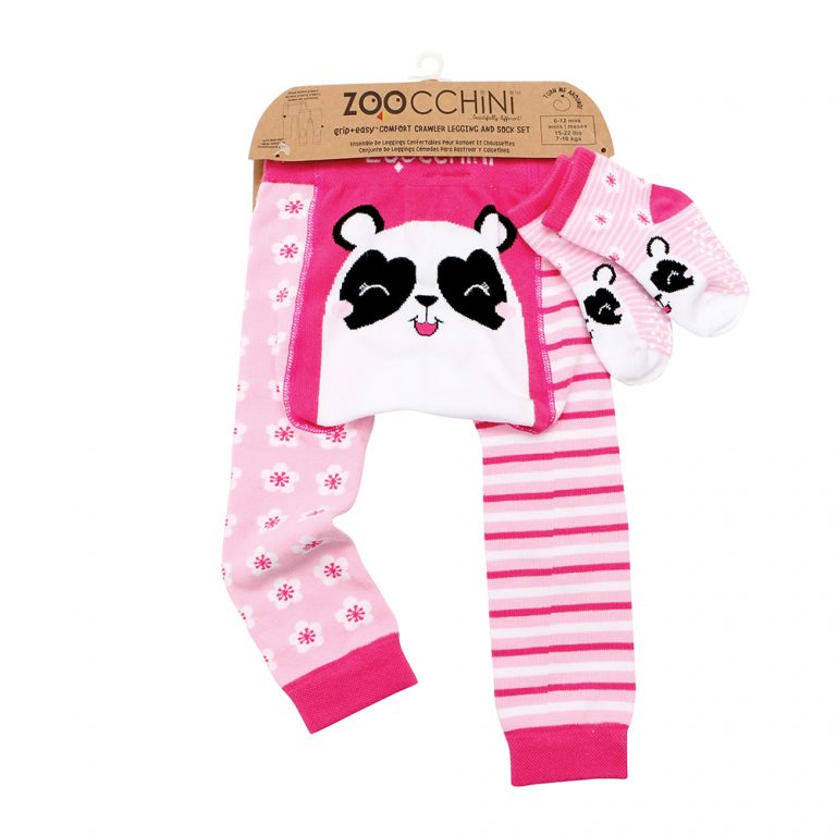 Zoocchini  Σετ Ρούχων για Μπουσούλισμα Grip+Easy Crawler Pants &amp; Socks Set  "Panda" ZOO12518