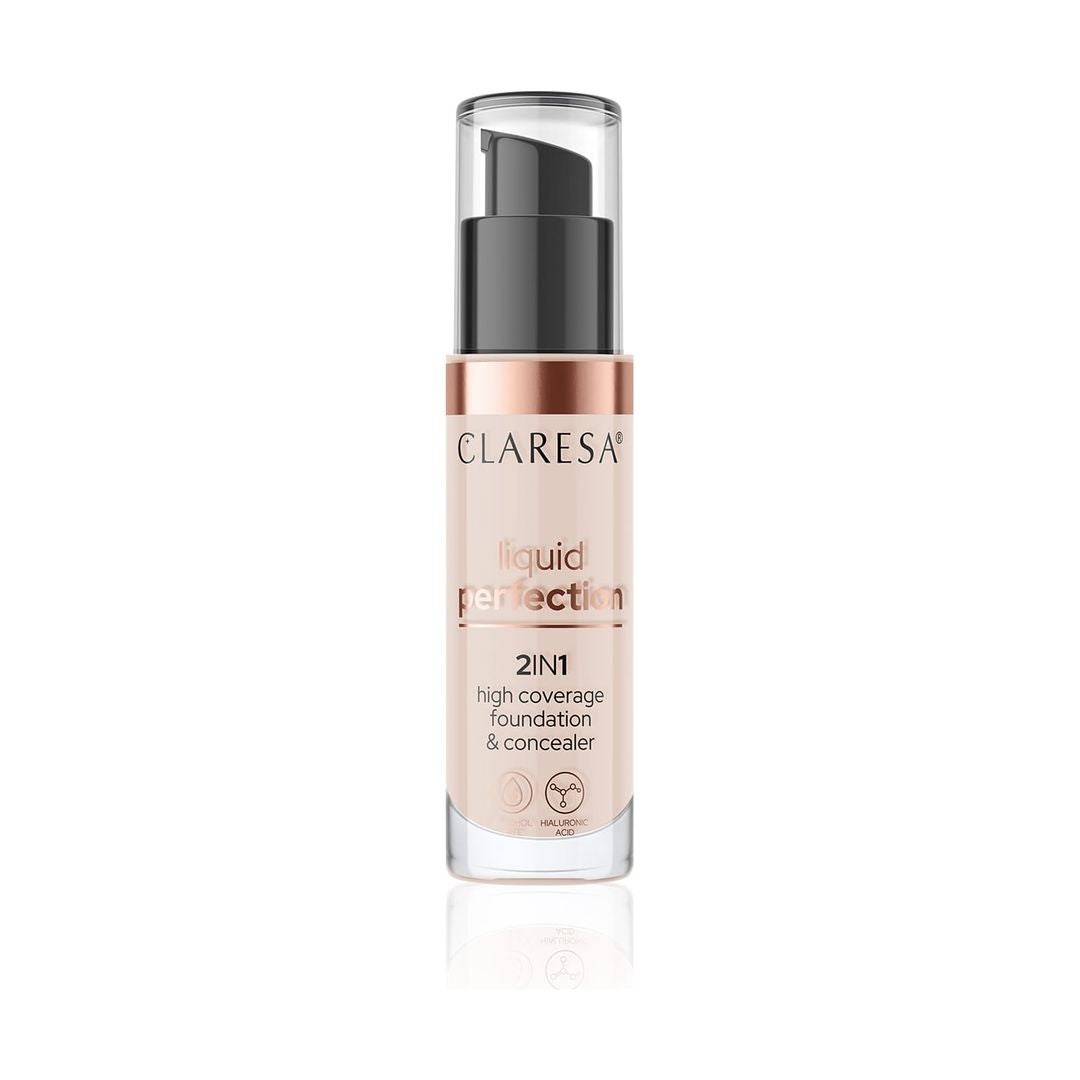Claresa | LIQUID PERFECTION 2 In 1 High Coverage Foundation & Concealer No 103 Cool Medium (34g) | CLP2I1FCB103