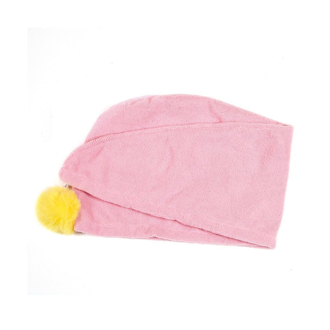 1pc Απορροφητική Πετσέτα-Τυρμπάν Για Στέγνωμα Μαλλιών Με Πομπομ - Ροζ | Cheesecake