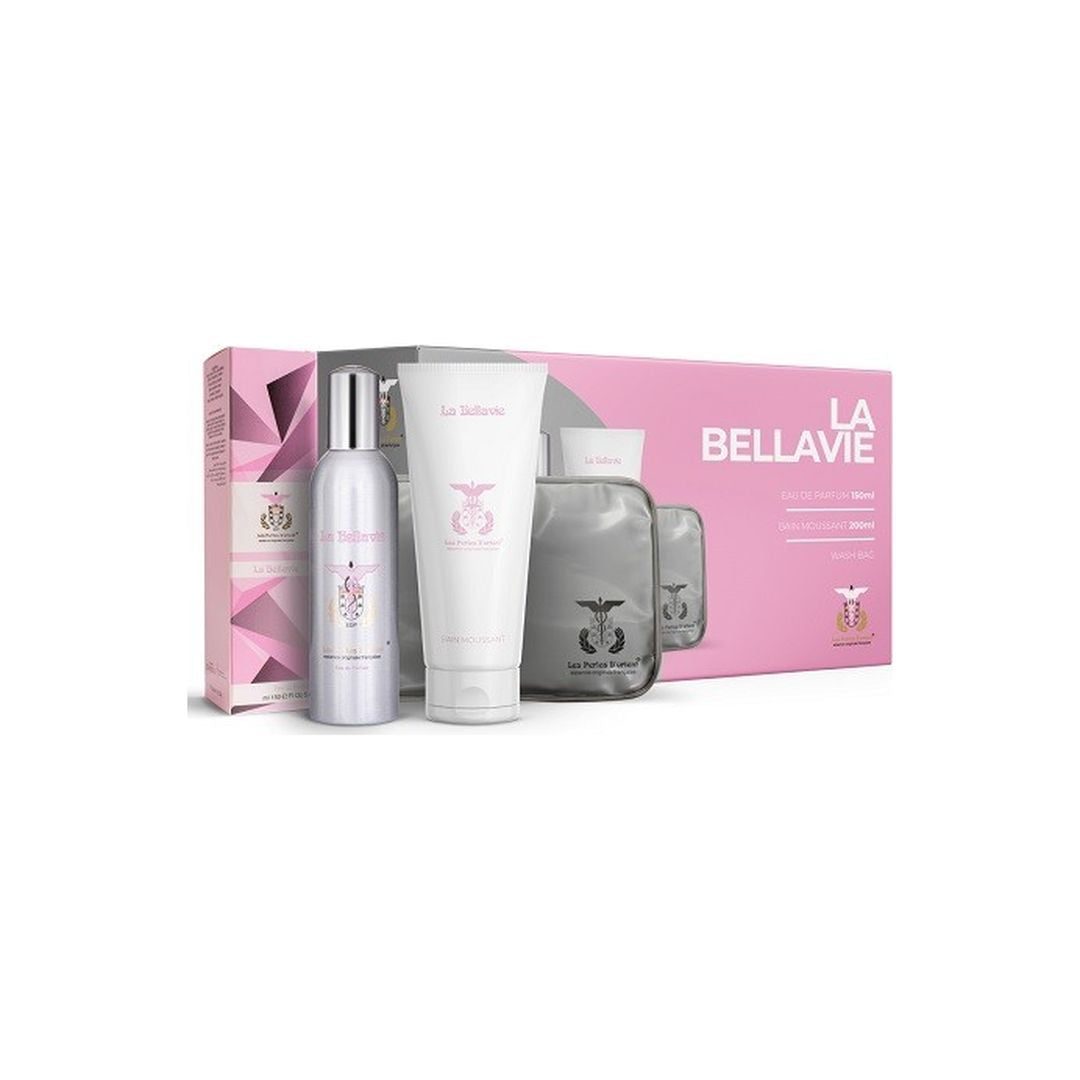 Les Perles | Aluminum Parfum LA BELLAVIE Women Gift Set Eau De Parfum Spray 150ml & Shower Gel 200ml & Wash Bag | LP2885