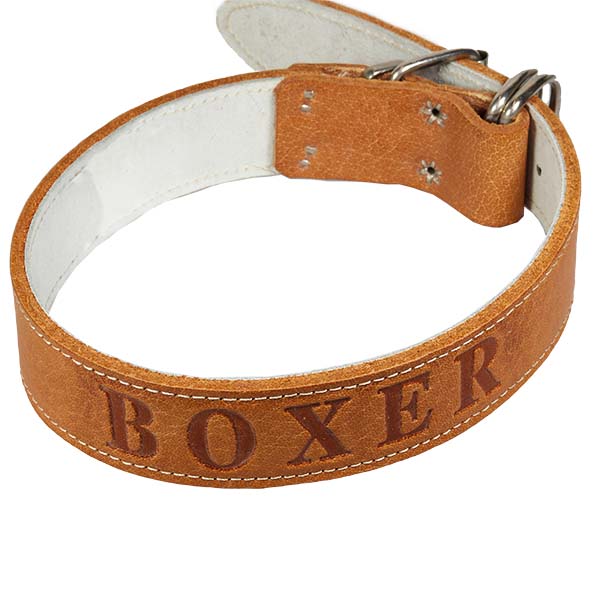 Περιλαίμιο Σκύλου Δερμάτινο Καφέ "Boxer" 48-58cm