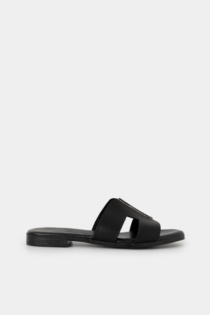 Παντόφλα Livia Flat Μαύρη