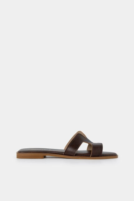 Παντόφλα Elise H-Cut Flat Καφέ