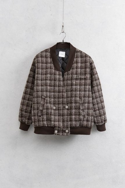 Lumina Bomber Jacket Tweed με Κουμπιά