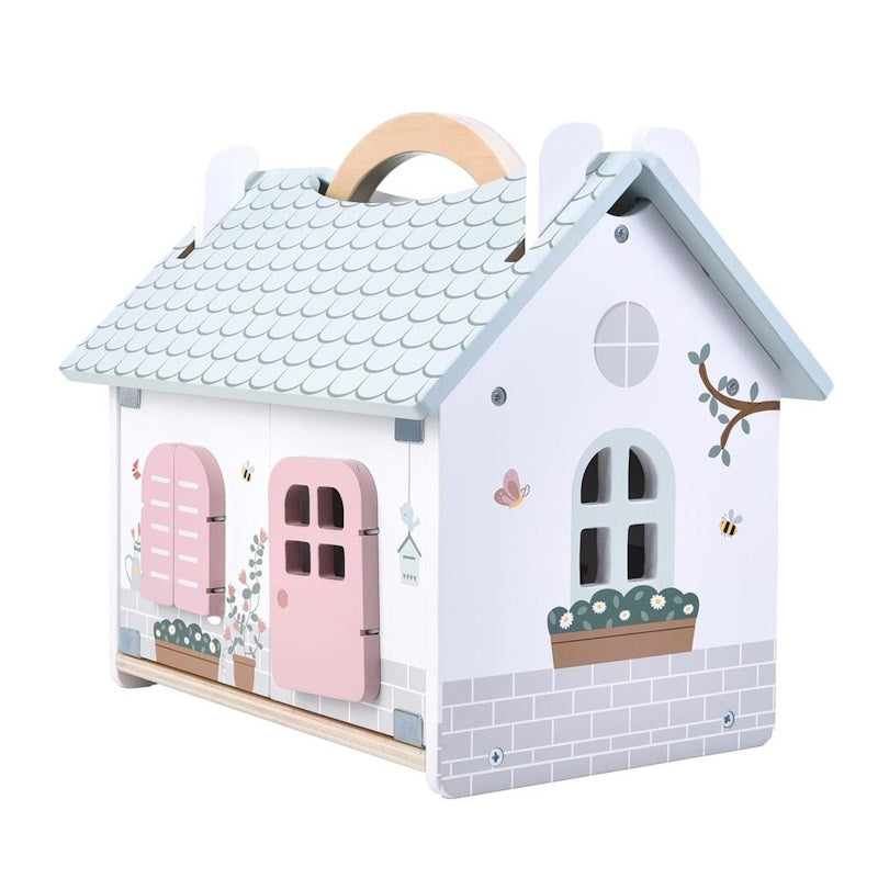 Luna Toys Ξύλινο Κουκλόσπιτο Σετ με Έπιπλα 9 τμχ.