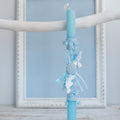 Light blue star button Πασχαλινή Λαμπάδα σε Γαλάζιο Ξυστό Στρογγυλό Κερί