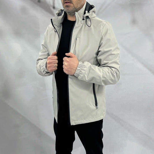 Ανδρικό Μπουφάν Moda Loca με Κουκούλα και Φερμουάρ Τσέπες σε Ανοιχτόχρωμη Απόχρωση | MD3001