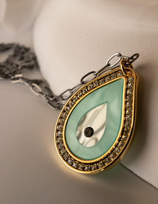 "capri sea" κολιέ με gun metal αλυσίδα και μάτι