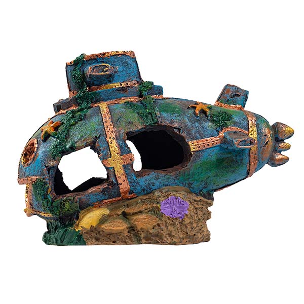 Petgreece Aquarium Decor "Happy Submarine" - Διακοσμητικό Ενυδρείου Υποβρύχιο 25x10x17cm