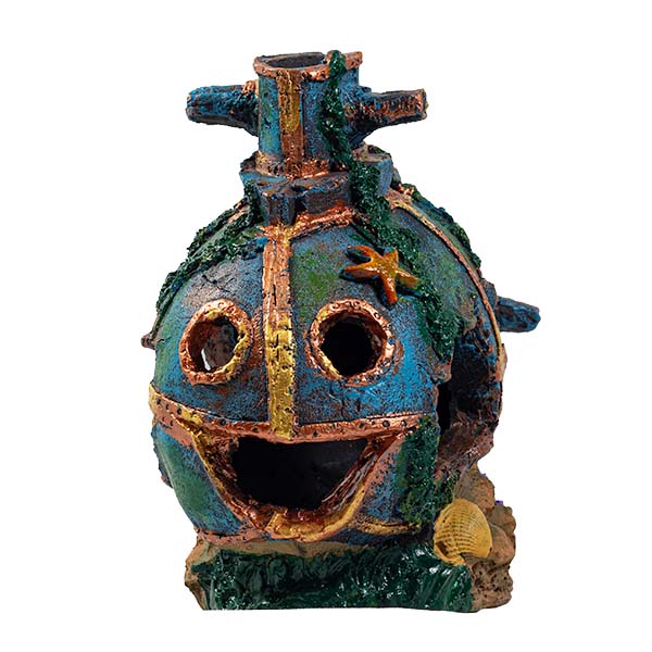 Petgreece Aquarium Decor "Happy Submarine" - Διακοσμητικό Ενυδρείου Υποβρύχιο 25x10x17cm