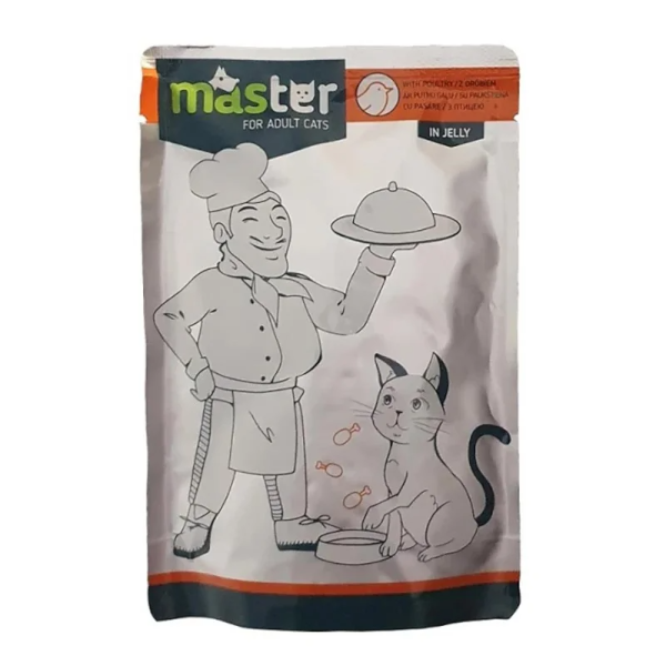 Master Wet Food Chicken In Sauce - Υγρή Τροφή Γάτας Σε Φακελάκι Πουλερικά Σε Σάλτσα 80gr