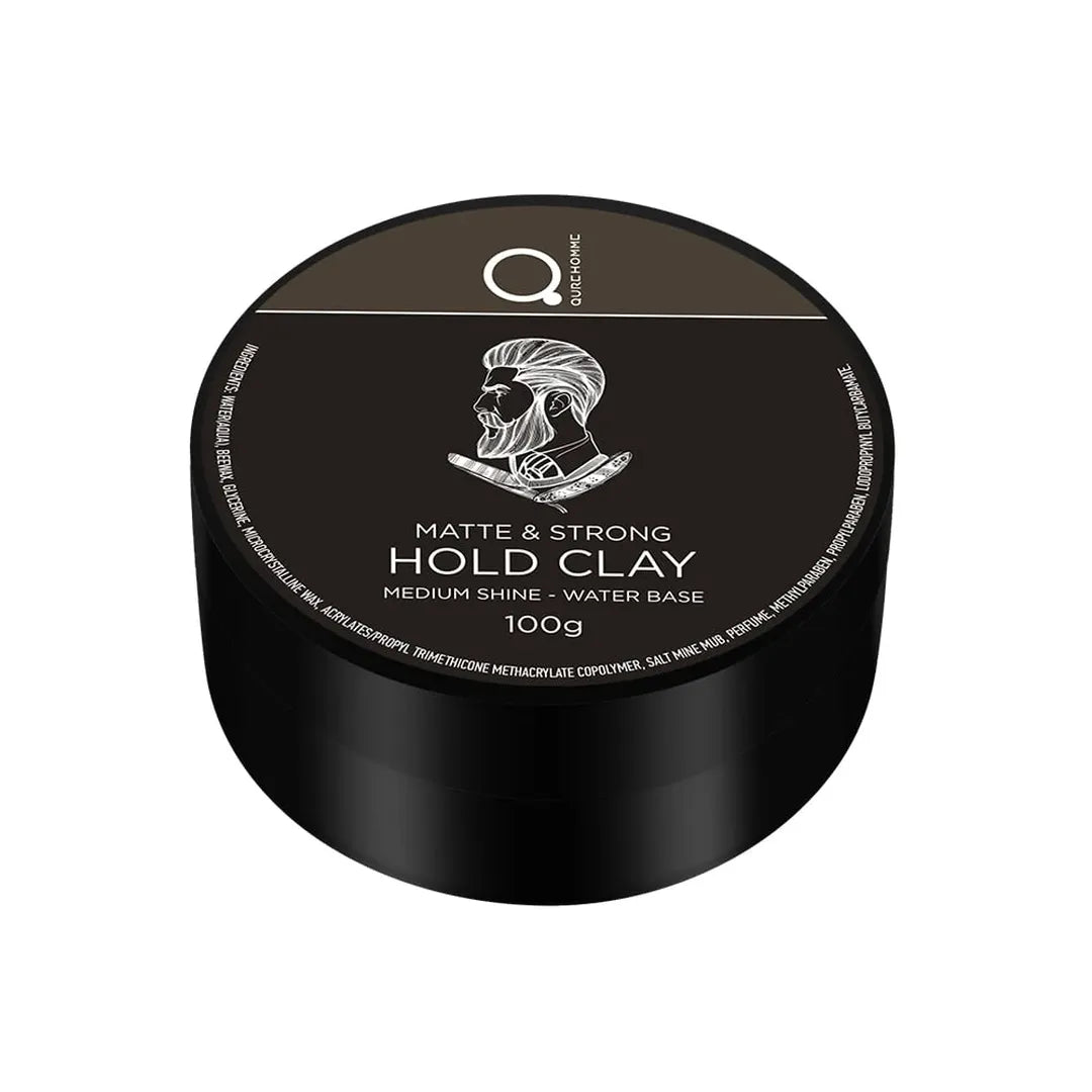 QURE HOMME | Matte & Strong Hold Clay 100g | Professional Styling with Medium Shine | QHMSMMC