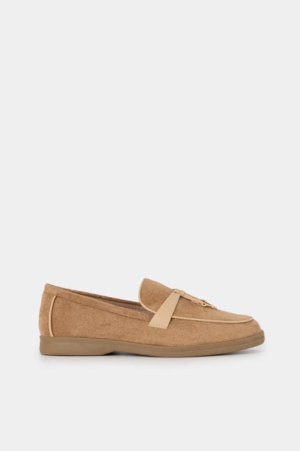 Μοκασίνι Velora Suede με Διακοσμητικό Μπεζ