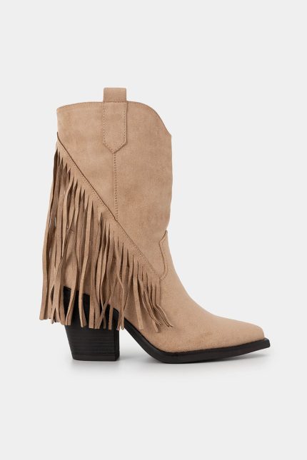 Μπότες Aliaz Μπεζ Suede με Κρόσσια