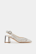 Mules Glow μυτερό ασημί